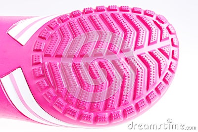 Profile of pink rubber sole of summer shoes Stock Photo