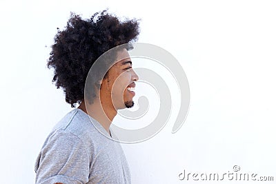Profile portrait of an african american man with afro smiling Stock Photo