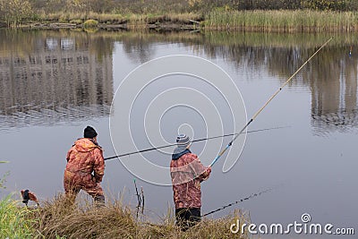 Profile portrait of fishermen waiting for the fish . Editorial Stock Photo