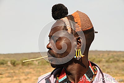 Profile portrait of a young male of the hamer ethnicity in Turmi Editorial Stock Photo