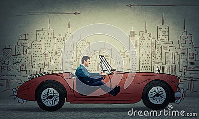 Imaginary car driving Stock Photo