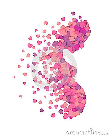 Profile of pregnant woman of hearts Vector Illustration