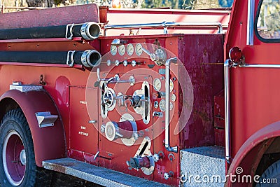 Classic red fire engine Stock Photo