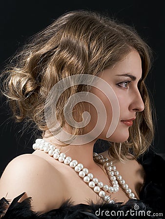Profile of retro-styled girl Stock Photo