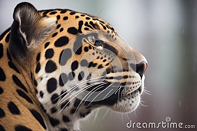profile shot of jaguar with whiskers detailed Stock Photo