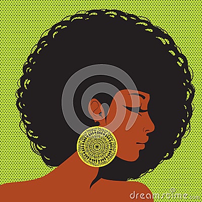 Profile silhouette, African-American woman Vector Illustration