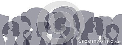 Profile silhouettes. Male and female face heads silhouettes concept banner. People avatar profile portraits vector Vector Illustration