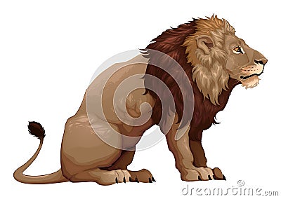 Profile of a sitting lion Vector Illustration