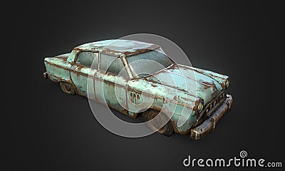 An Old Vintage Rusty Car (3D Model) Stock Photo