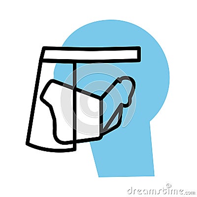 Profile using face mask and display line half color style icon Vector Illustration