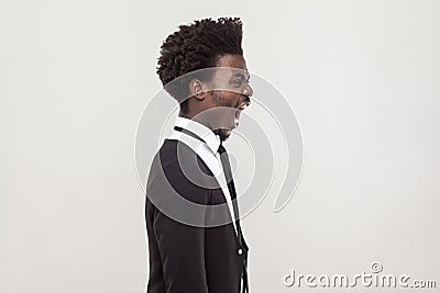 Profile view angry african man Stock Photo