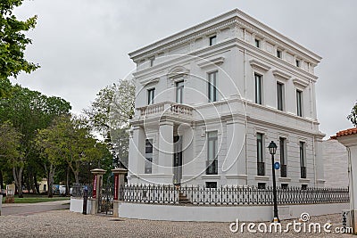 Profile view of Casa Sommer, the Municipal Historical Archive, and the Municipal Bookshop of Cascais Editorial Stock Photo