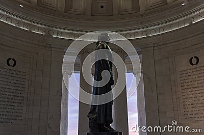 A profile view of the statue of Thomas Jefferson Editorial Stock Photo