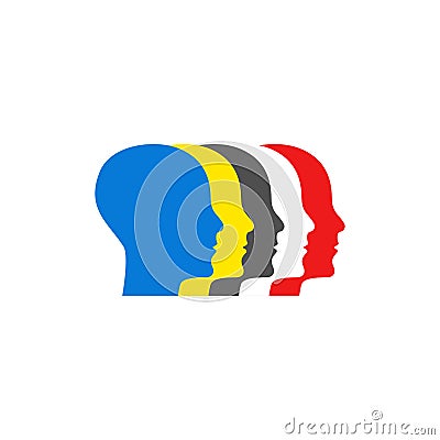 Profiles of human heads. Logo for hr. Psychology icon. Staff sign Vector Illustration