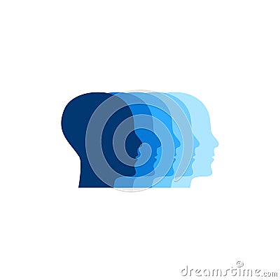 Profiles of human heads. Logo for hr. Psychology icon. Staff sign Vector Illustration