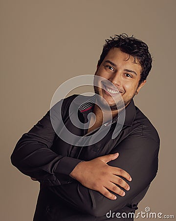 Profile of guy posing for photo Stock Photo