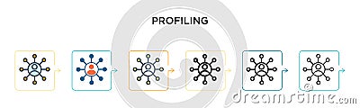 Profiling vector icon in 6 different modern styles. Black, two colored profiling icons designed in filled, outline, line and Vector Illustration