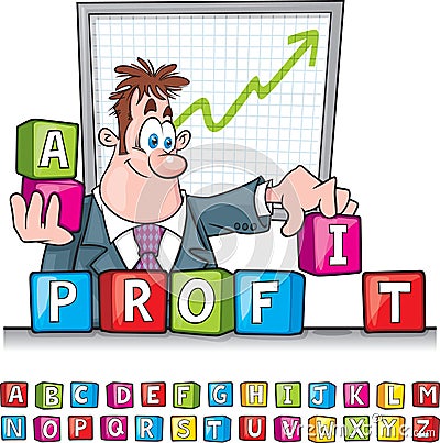 Profit blocks cartoon Vector Illustration