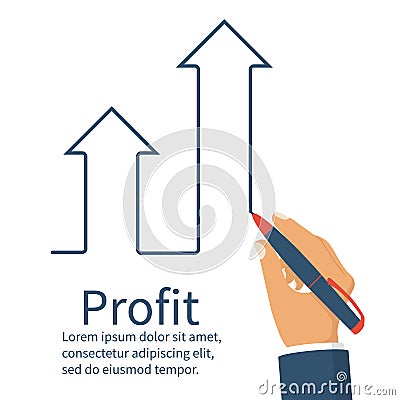 Profit concept, growing business graph Vector Illustration