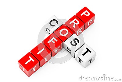 Profit and Cost Sign as Crossword Cube Blocks. 3d Rendering Stock Photo