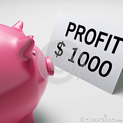 Profit Dollars Shows Revenue Earnings Piggy Savings Stock Photo