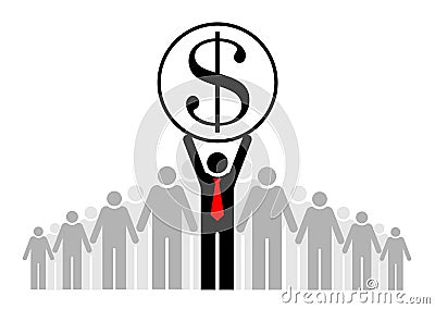 Profit and income is the main thing. Team or community. A group of people and its leader or boss Stock Photo