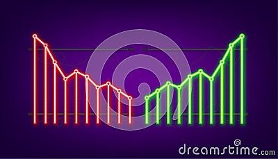 Profit and lost money or budget. Cash and rising graph arrow up, concept of business success. Capital earnings, benefit Vector Illustration