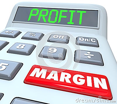 Profit Margin Words Calculator Figuring Net Income Stock Photo