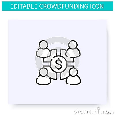 Profit sharing line icon. Editable illustration Vector Illustration