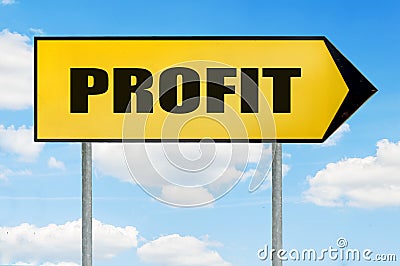 Profit Sign -Yellow road sign with arrow pointing right against Stock Photo