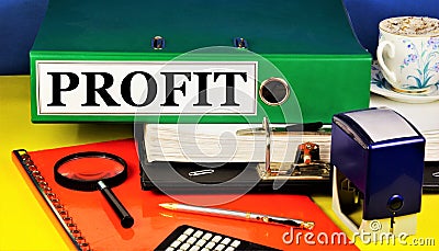 Profit. Text label on the business performance management strategy Stock Photo