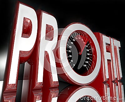 Profit Word Speedometer Improve Sales Revenue Stock Photo