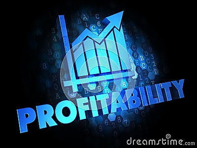 Profitability Concept on Dark Digital Background. Stock Photo