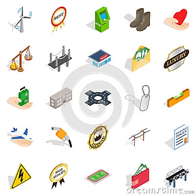 Profitable enterprise icons set, isometric style Vector Illustration