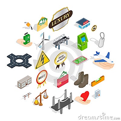 Profitable enterprise icons set, isometric style Vector Illustration