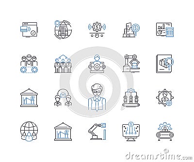 Profitable enterprise line icons collection. Growth, Revenue, Returns, Expansion, ROI, Success, Capital vector and Vector Illustration