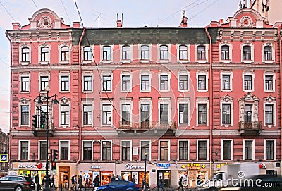 Profitable house of Tupikov on Nevsky Avenue in Saint Petersburg, Russia Editorial Stock Photo