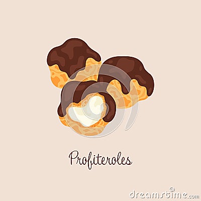 Profiteroles French dessert vector illustration Vector Illustration