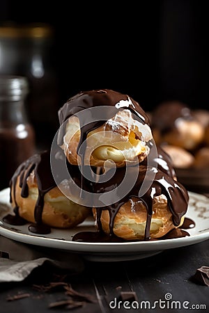 Profiteroles. A French Pastry Delight Stock Photo
