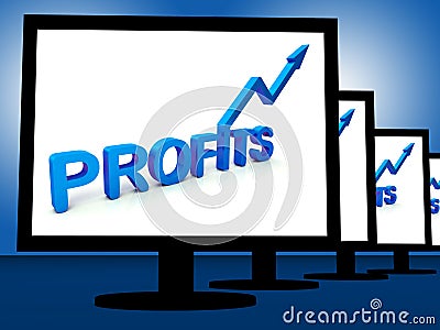 Profits On Monitors Showing Profitable Incomes Stock Photo