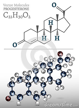 Progesterone Molecule Image Vector Illustration