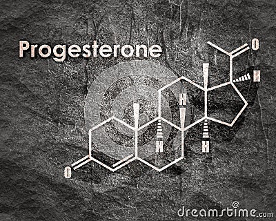 Progesterone molecule structure. Cartoon Illustration