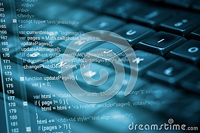 Program code and computer keyboard Stock Photo