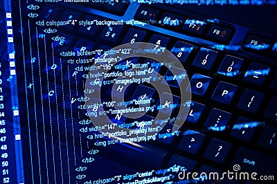 Program code and computer keyboard Stock Photo