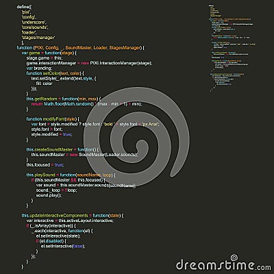 Program Code Listing, Abstract Programming Background. Vector Vector Illustration