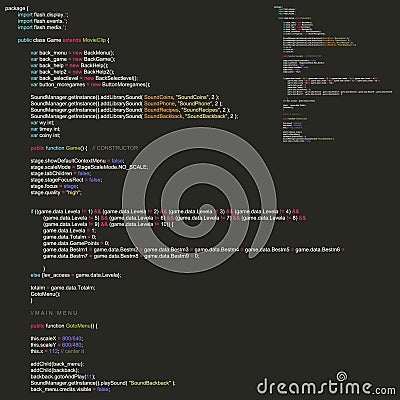 Program Code Listing, Abstract Programming Background. Vector Vector Illustration