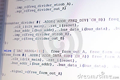 Program coding on light display Stock Photo
