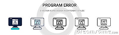 Program error icon in filled, thin line, outline and stroke style. Vector illustration of two colored and black program error Vector Illustration