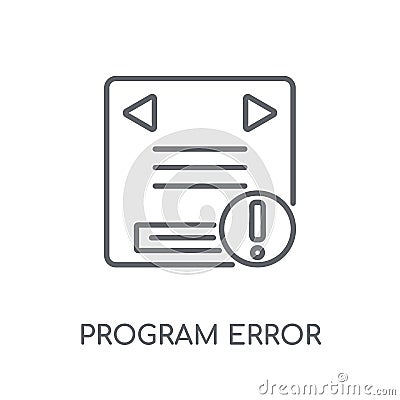 Program error linear icon. Modern outline Program error logo con Vector Illustration