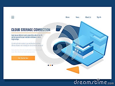Program product development, programming and application creating, database and data center access, cloud storage Vector Illustration